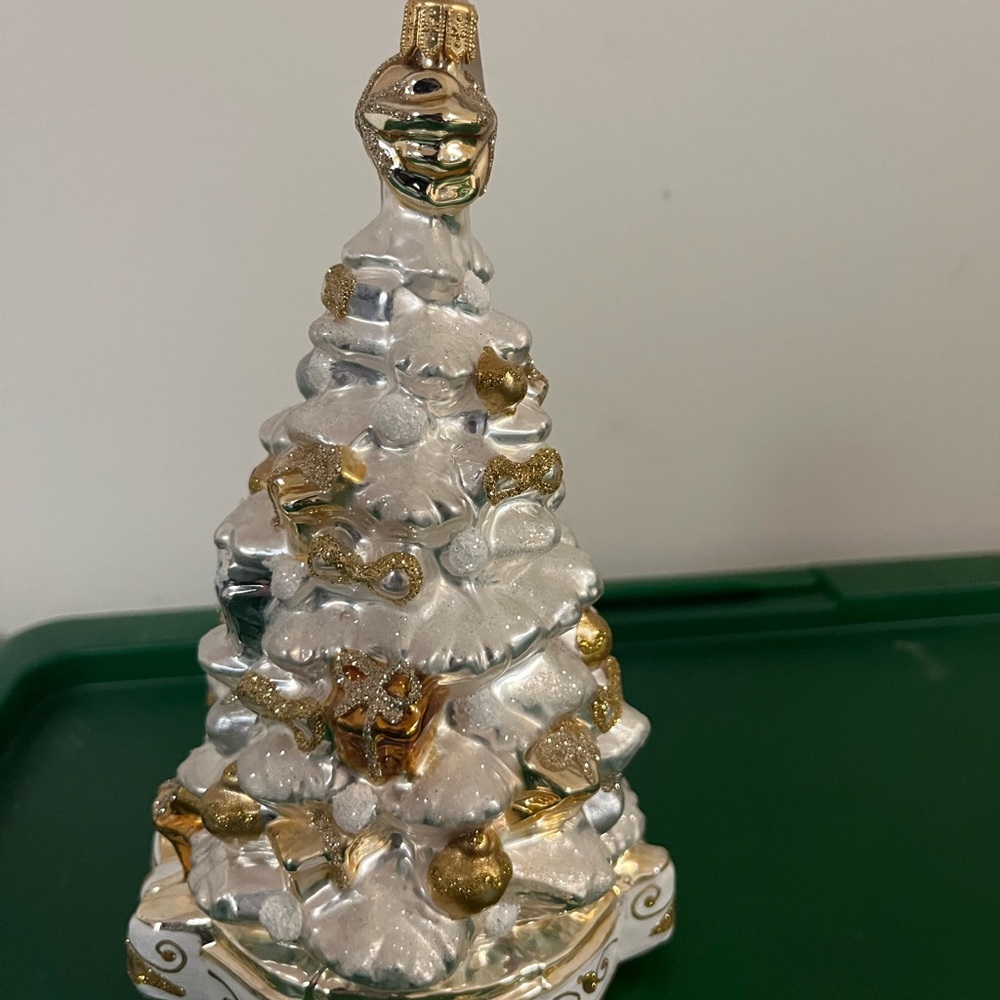 NWOB John Huras Christmas Tree Ornament White Gold